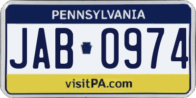 PA license plate JAB0974