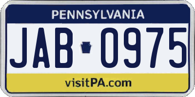 PA license plate JAB0975