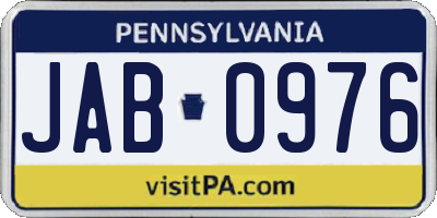 PA license plate JAB0976