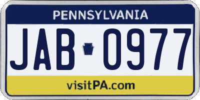 PA license plate JAB0977