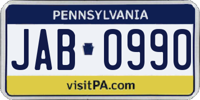 PA license plate JAB0990