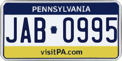PA license plate JAB0995