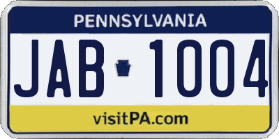 PA license plate JAB1004