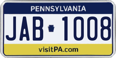 PA license plate JAB1008