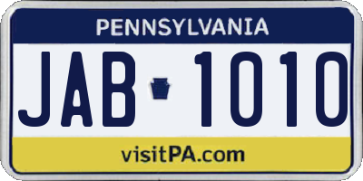 PA license plate JAB1010