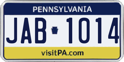 PA license plate JAB1014