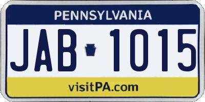 PA license plate JAB1015