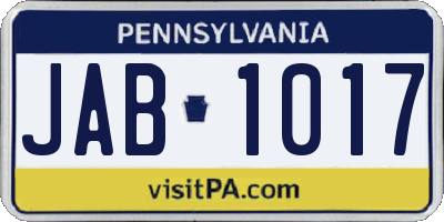 PA license plate JAB1017