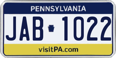 PA license plate JAB1022