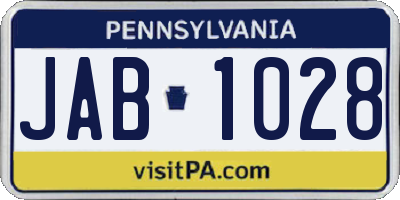 PA license plate JAB1028