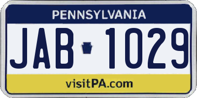 PA license plate JAB1029