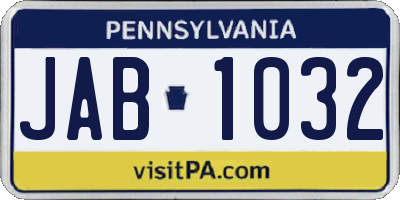 PA license plate JAB1032