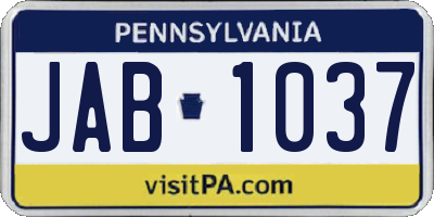 PA license plate JAB1037