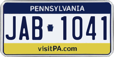 PA license plate JAB1041
