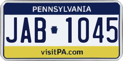 PA license plate JAB1045