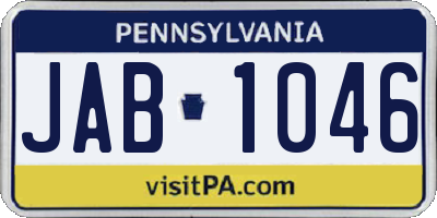 PA license plate JAB1046