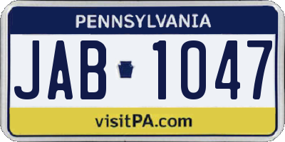 PA license plate JAB1047
