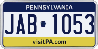 PA license plate JAB1053