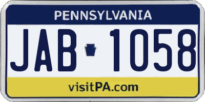 PA license plate JAB1058
