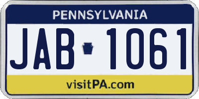 PA license plate JAB1061