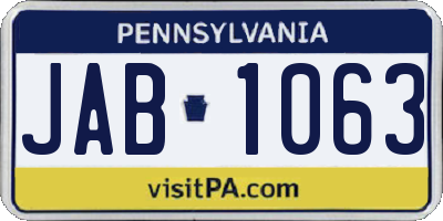 PA license plate JAB1063