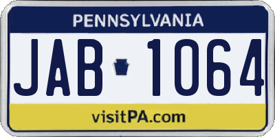 PA license plate JAB1064