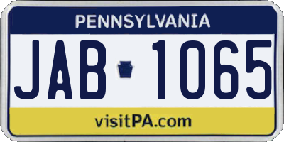 PA license plate JAB1065