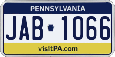PA license plate JAB1066