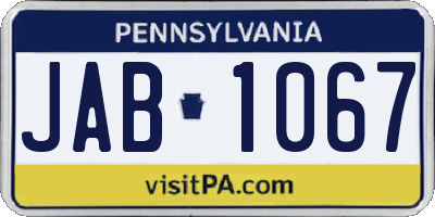 PA license plate JAB1067