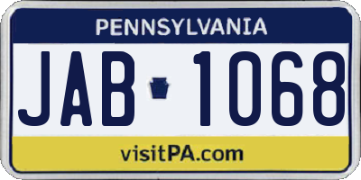 PA license plate JAB1068