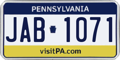 PA license plate JAB1071
