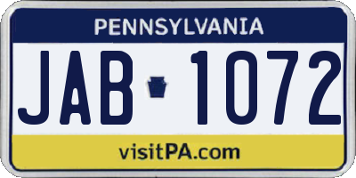 PA license plate JAB1072