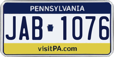 PA license plate JAB1076
