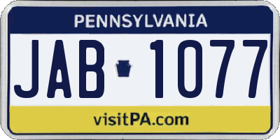 PA license plate JAB1077