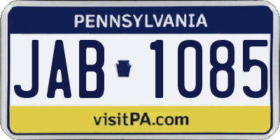 PA license plate JAB1085