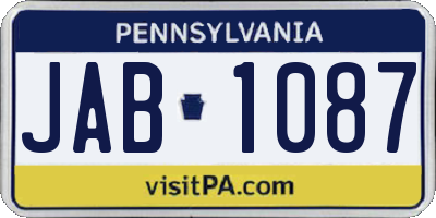 PA license plate JAB1087