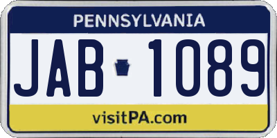 PA license plate JAB1089