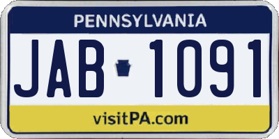 PA license plate JAB1091