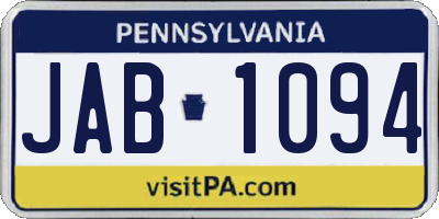 PA license plate JAB1094