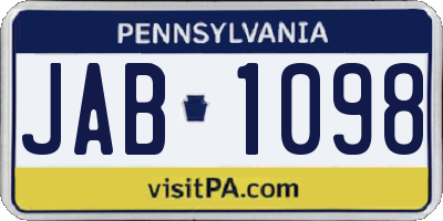 PA license plate JAB1098