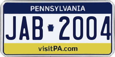 PA license plate JAB2004