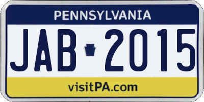PA license plate JAB2015