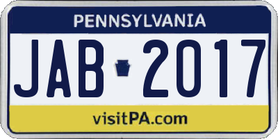 PA license plate JAB2017