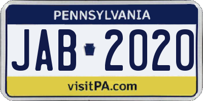 PA license plate JAB2020