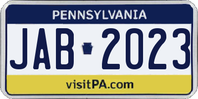 PA license plate JAB2023