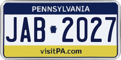 PA license plate JAB2027