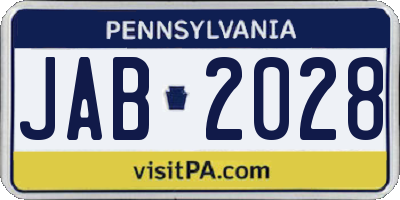 PA license plate JAB2028
