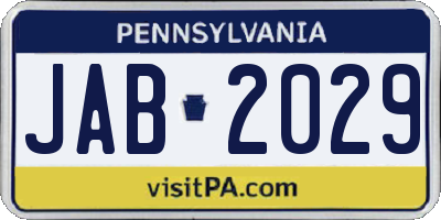 PA license plate JAB2029