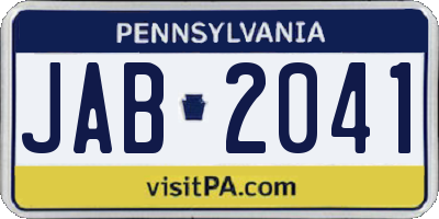 PA license plate JAB2041