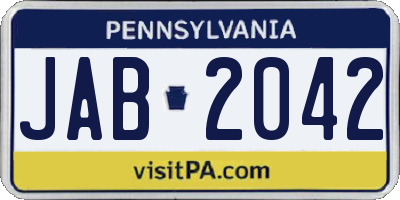 PA license plate JAB2042